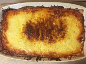Kamado smoked baked lasagna