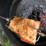 Pork belly on the Kamado Joe joetisserie