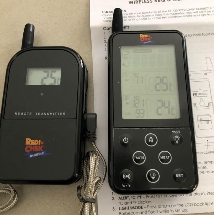 Maverick ET 733 Gray Long Range Wireless Dual Probe BBQ Smoker Meat  Thermometer Set