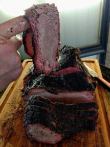 Perfect brisket showing the bend test