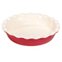 Ceramic Deep Pie Dish, 9-1/2-Inch, Red