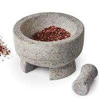 Sagler Mortar and Pestle Granite stone Molcajete spice grinder 7.8 X 4.7"