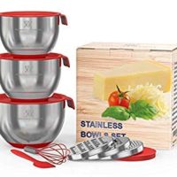 LUXURY SET 3 Premium Thick Grade STAINLESS STEEL MIXING BOWLS Non-Slip Surface