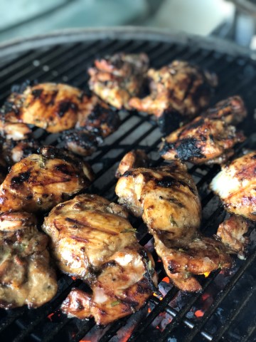 Kamado Grilled Rosemary Chicken Thighs